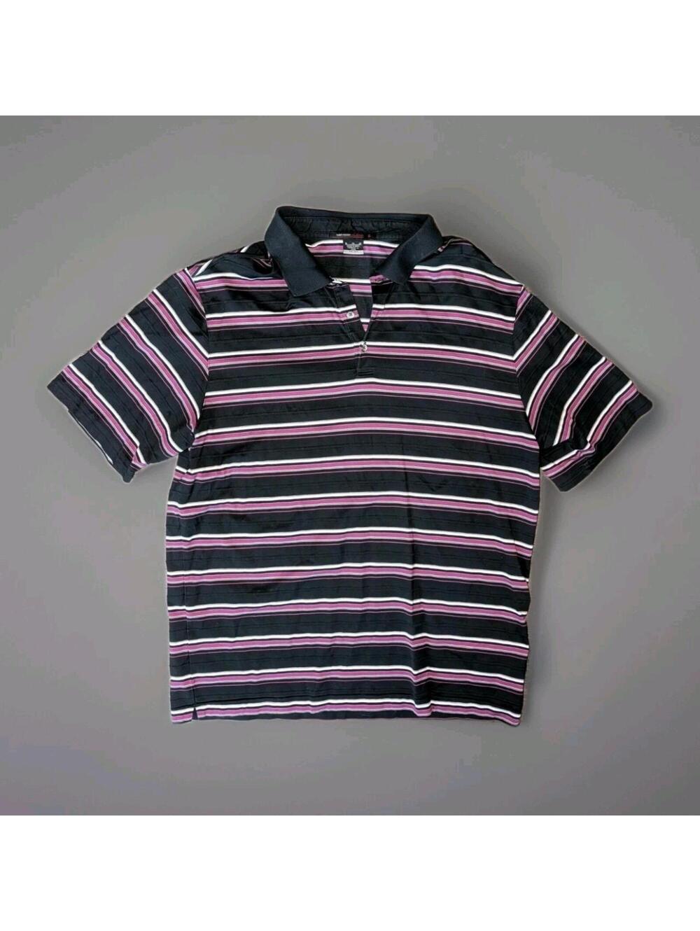 Vintage Tiger Woods Golf Polo Nike Dri Fit XL Purple Black Stripe
